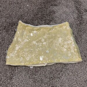 Sequin Embellished Yellow Skirt